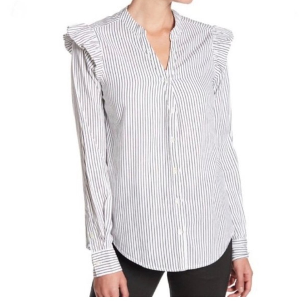 PAIGE Black and White Stripe Blouse